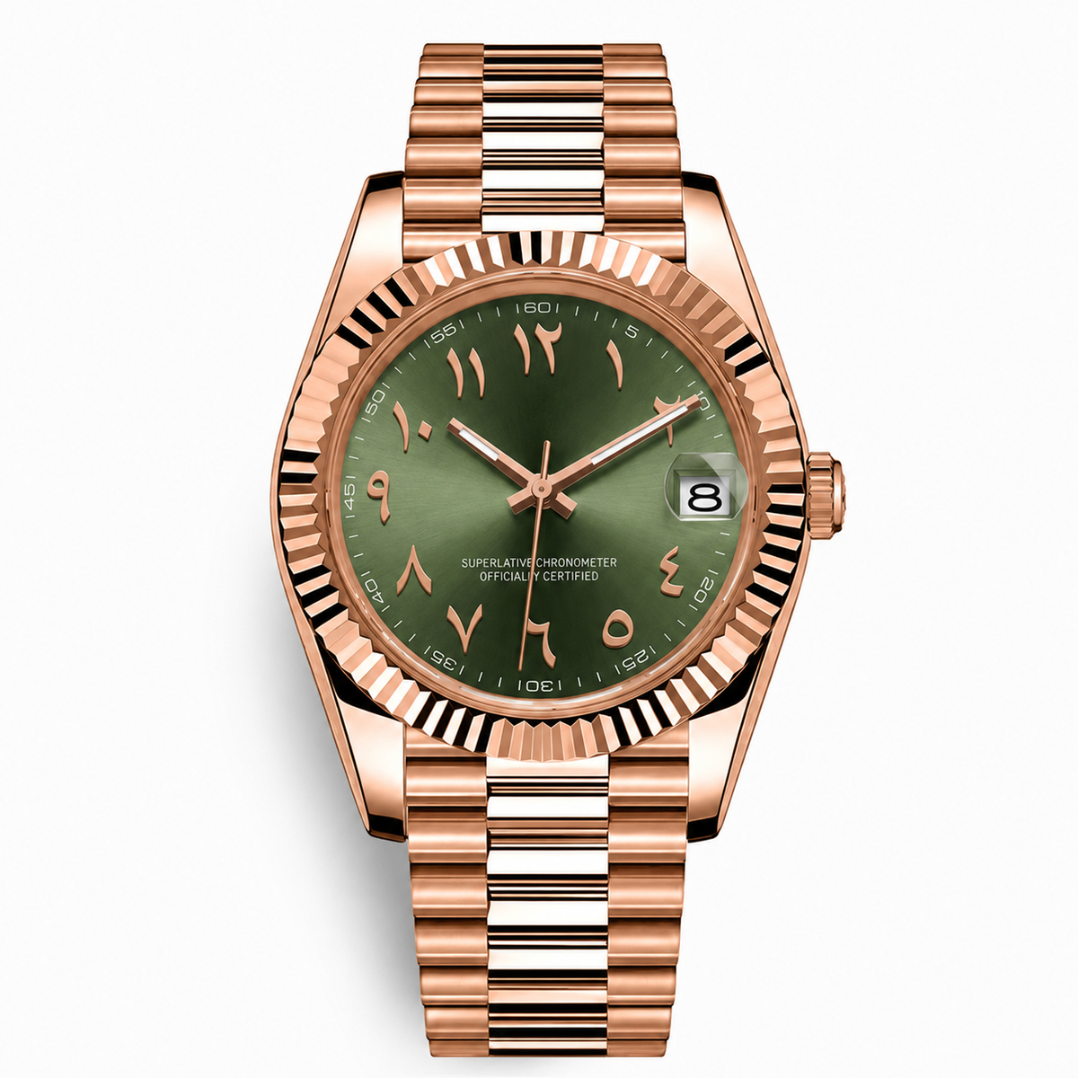 Date - Rose Gold Arabic Green