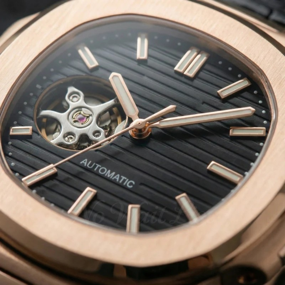 Nautilus - Rose Gold Black Leather