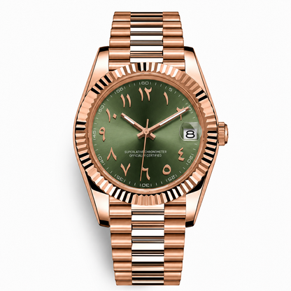 Date - Rose Gold Arabic Green