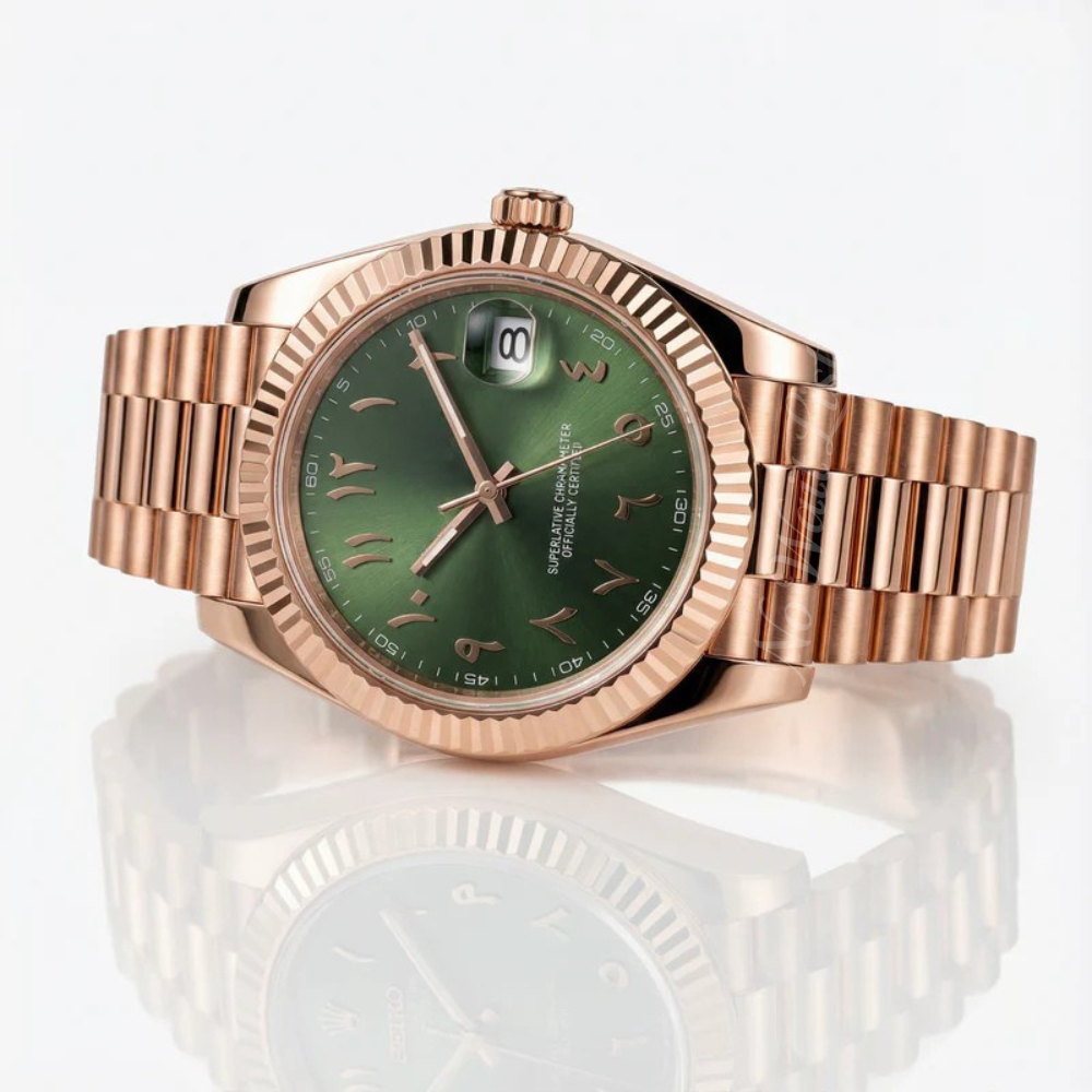 Date - Rose Gold Arabic Green