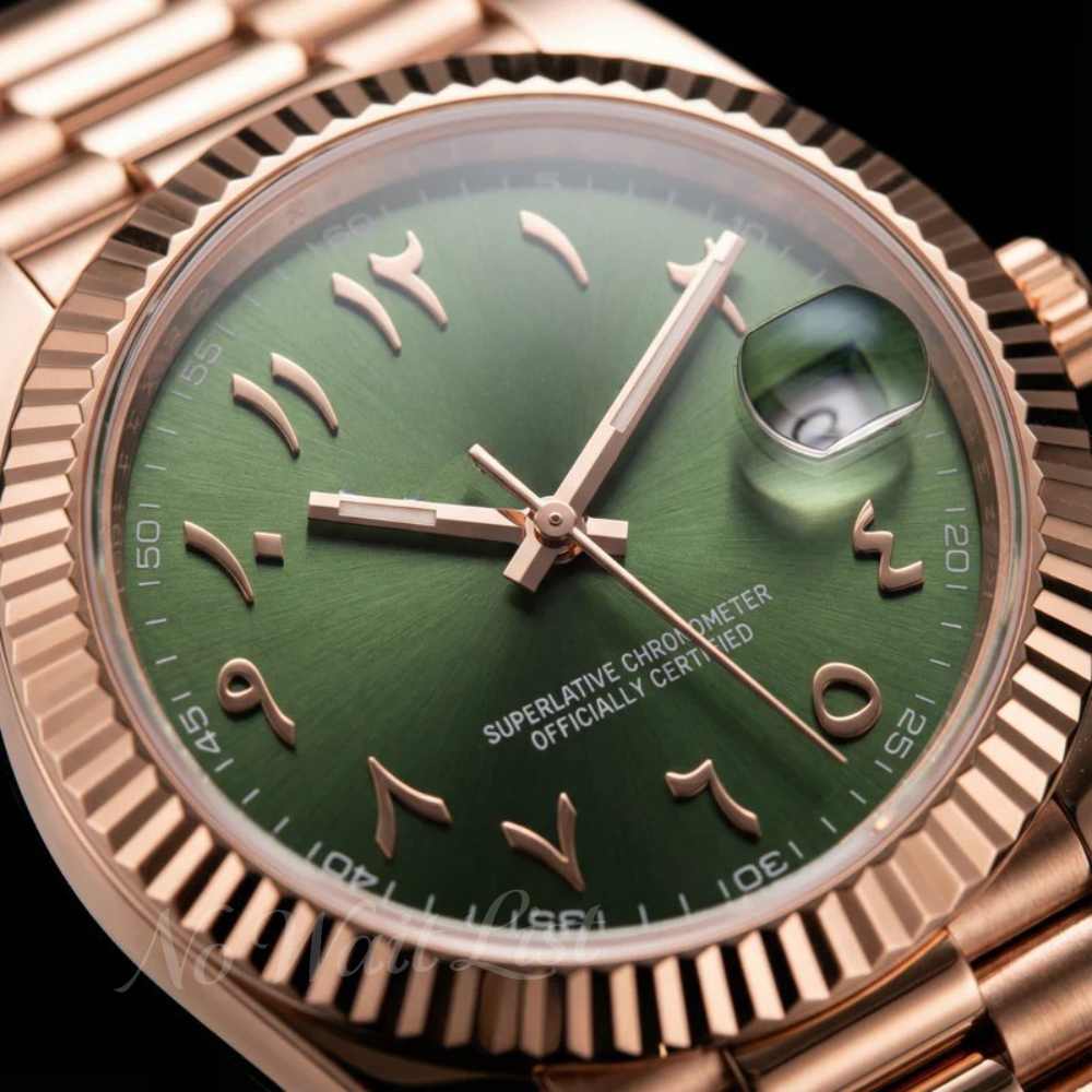 Date - Rose Gold Arabic Green