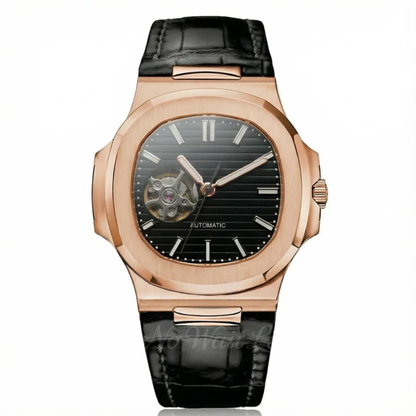 Nautilus - Rose Gold Black Leather