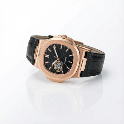 Nautilus - Rose Gold Black Leather